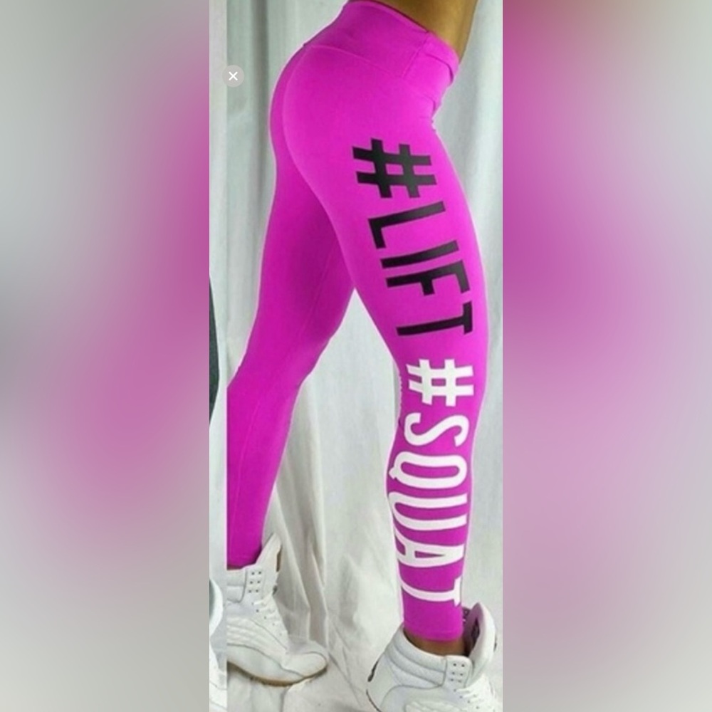 Bold Pink Hashtag Leggings
